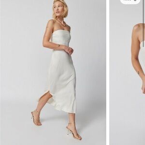 Urban Outfitters Rona Satin Strapless Midi Dress